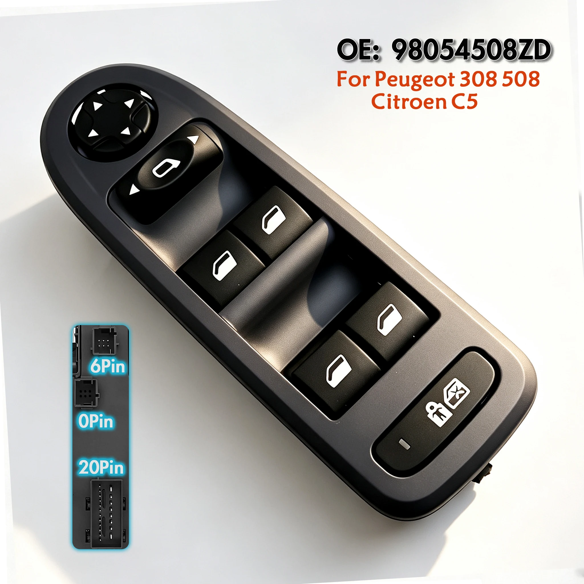 98054508ZD 96659465ZD 96644915XT For Peugeot 308 508 Citroen C5,Front Left Electric Power Window Switch Lifter Control Button