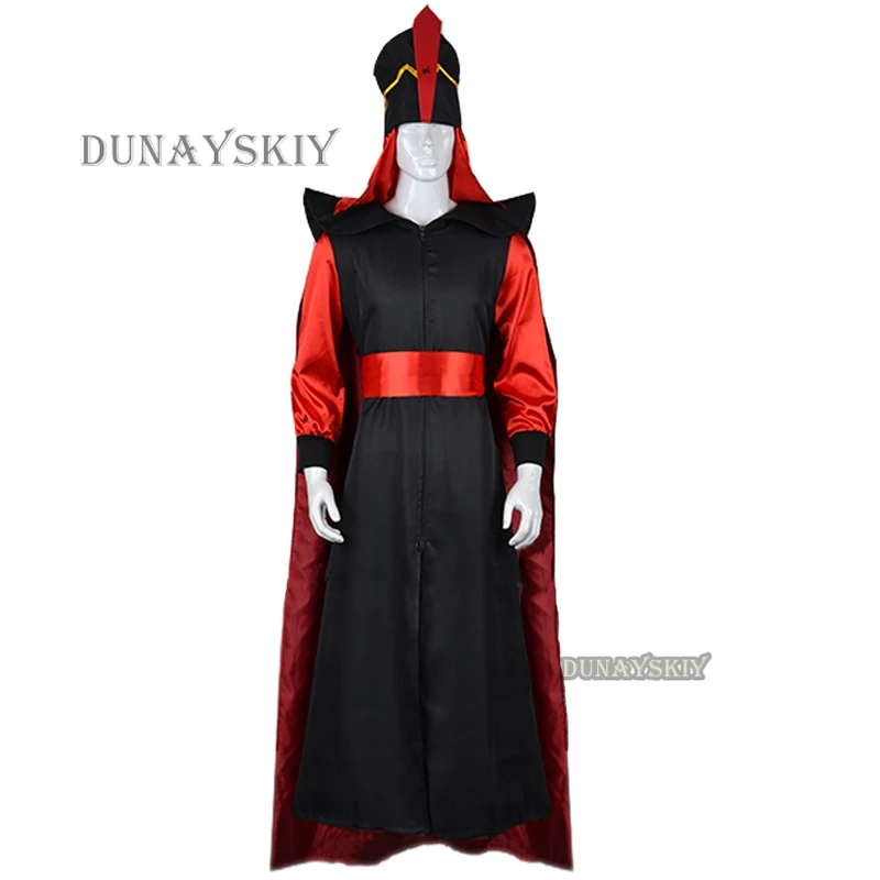 Jafar Cosplay Costume Aldult Man Woman The Arabian Nights Aladdin Halloween Wizard Clothes Suit Hat Stage Costume Role Play