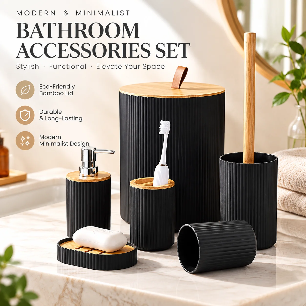 Conjunto de Banheiro de Luxo c - Dish Brush Bamboo avaliação e preço