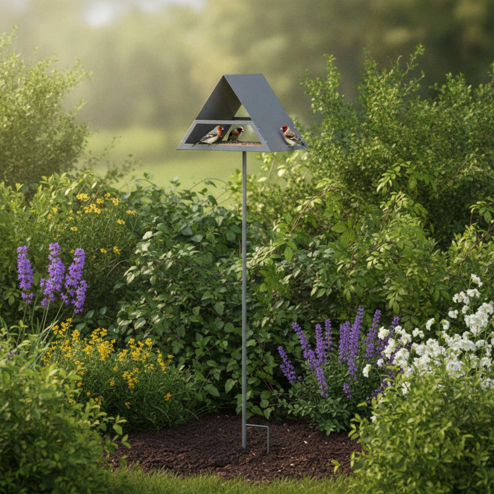 Bird Feeder with Pole Metal Standing Bird Feeder Rust-Resistant Easy to Install for Gardeners, Garden, Yard