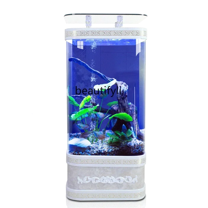 

Fish Tank Living Room Home Back Filter Aquarium Rounded Corner Creative Change Water