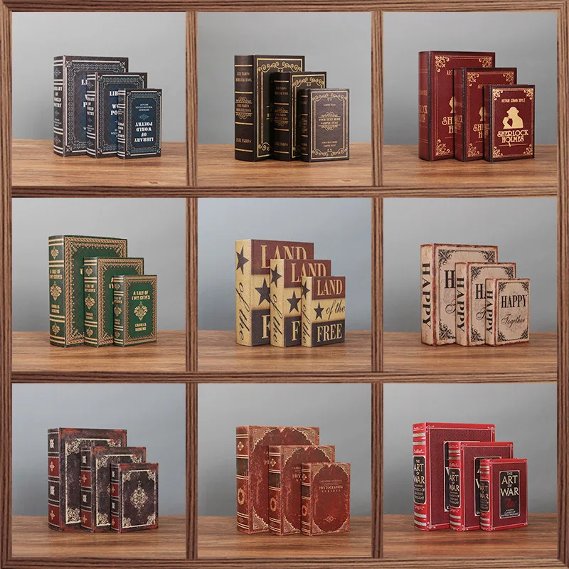 

Retro Wood Fake Books Decoration Crafts Creative Wood Modern Art Figurine Ornament Home Decoration Accessories Desktop Ornament