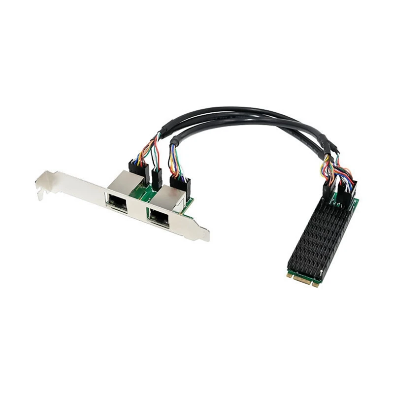 M.2 إلى منفذ RJ45 مزدوج بطاقة شبكة إيثرنت ، مفتاح M.2 B ، مفتاح M ، Mbps ، شرائح RTL8125B ، G