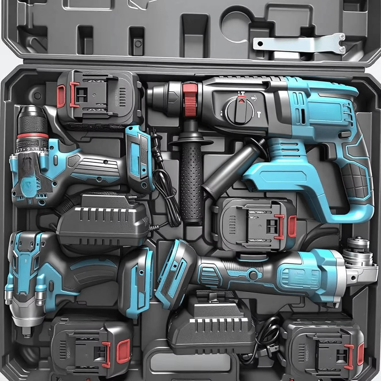 Combination Power Tools 4 Kits Tool Set 18v 20v 21v Volt Cordless Drill Battery DIY Household Big Discount Hot Sale