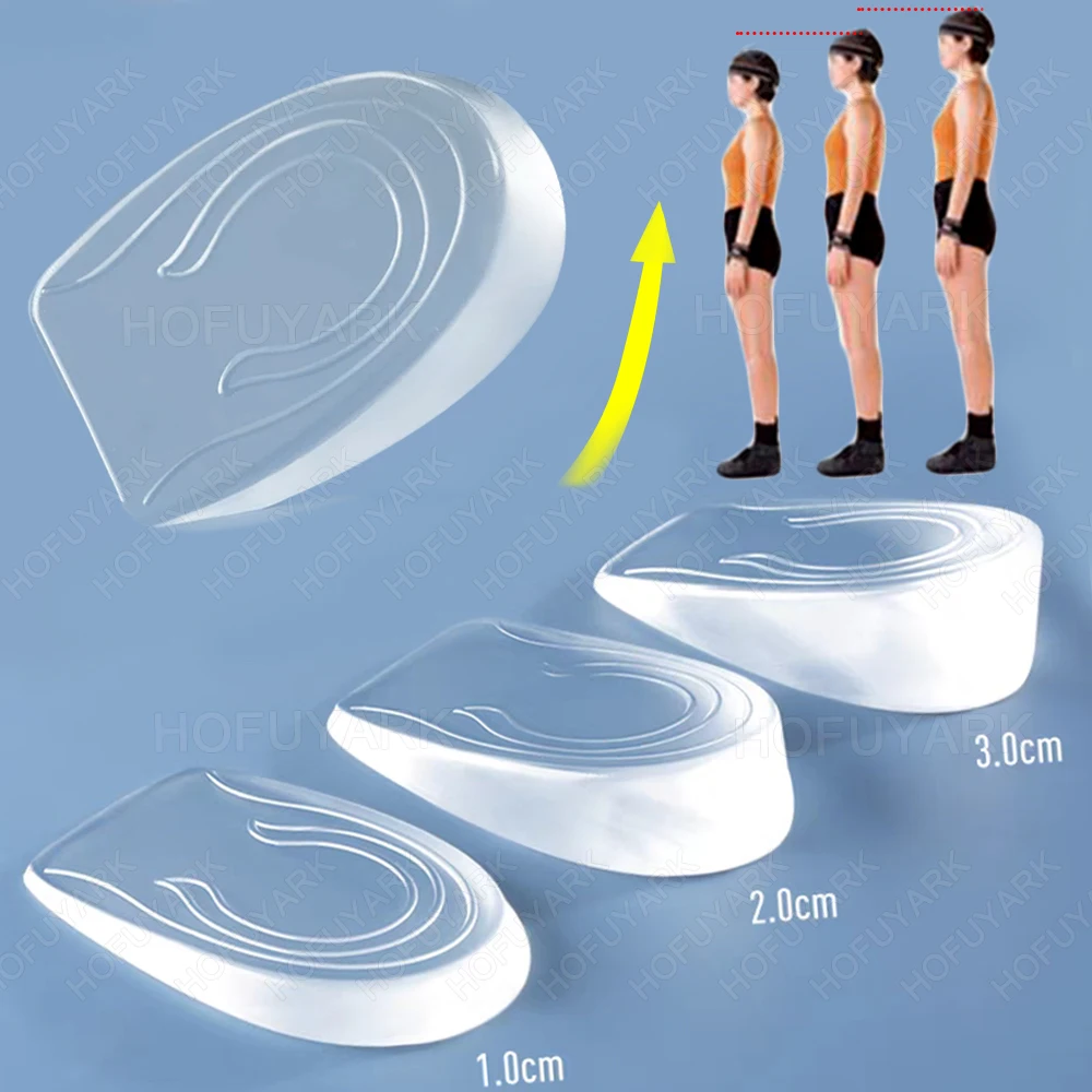 

Silicone Height Increasing Insoles for Man Woman Gel Shoe Inserts Heel Lift Pads Comfort Foot Cushion Shock Absorbing Insole