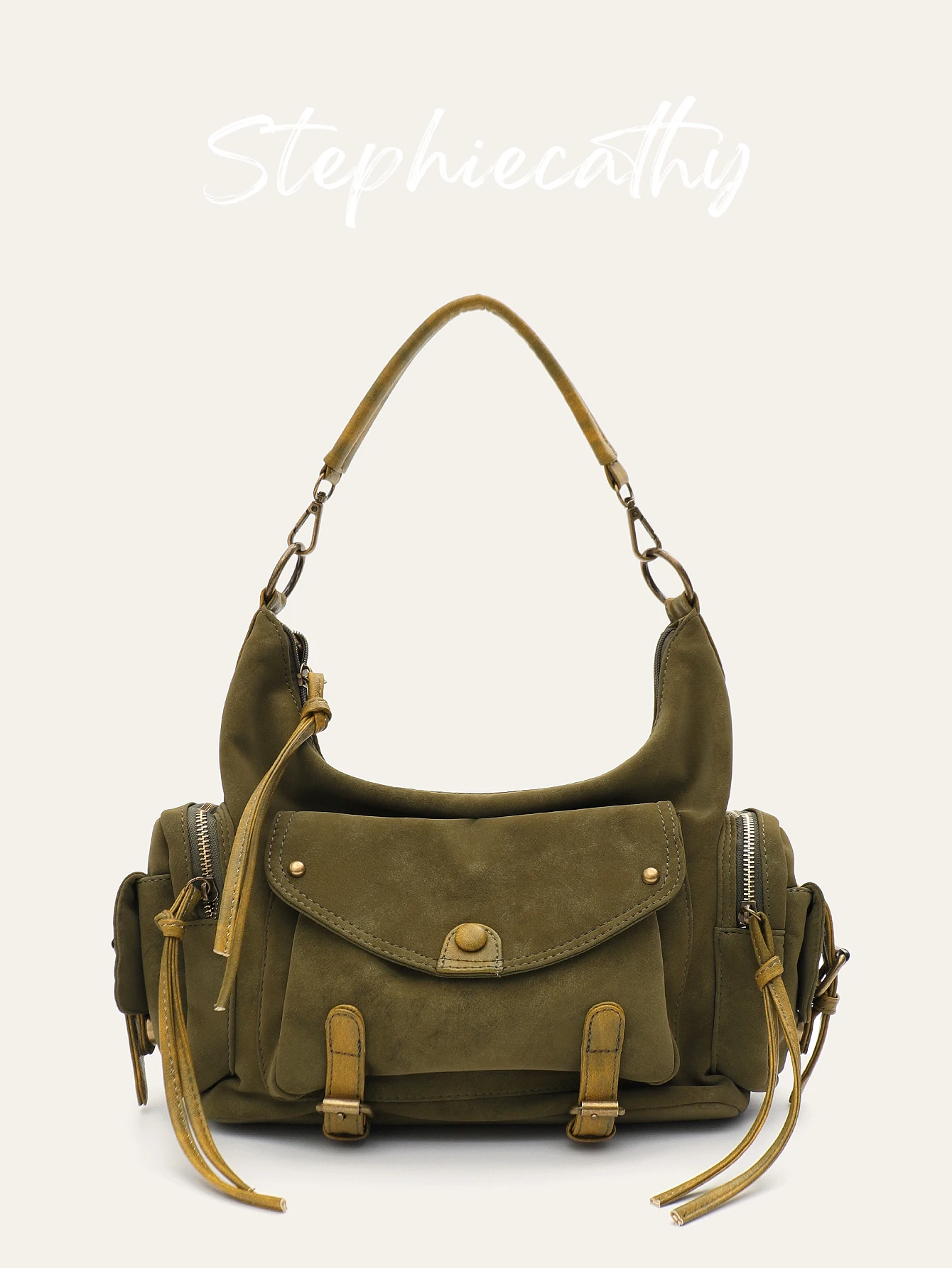 

SC Women's Shoulder Bag Retro Matt PU Leather Hobo Multi Pockets Large Capacity Cross body Handbag Casual Commute College Travel