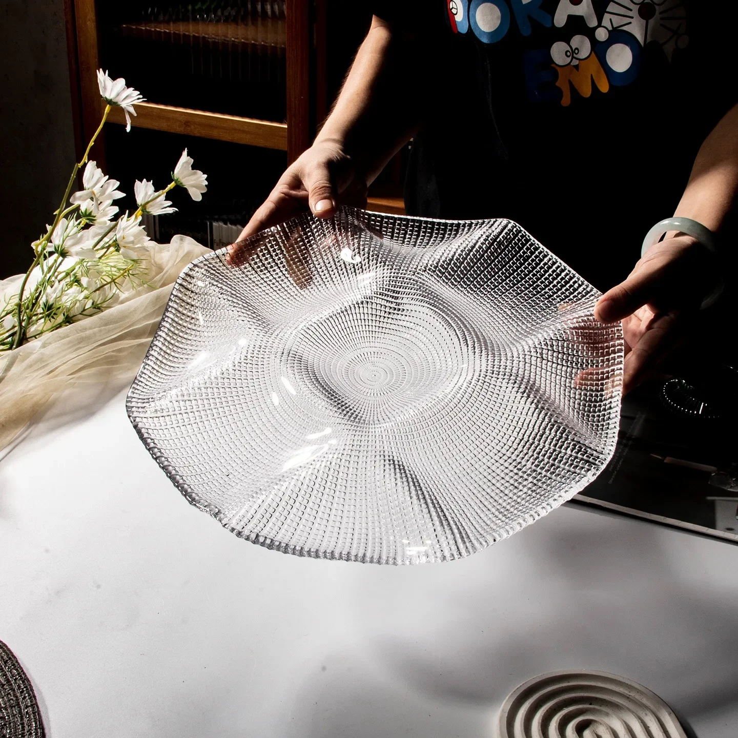 Nine Glass Fruit Bowl Dessert Plate Living Room Coffee Table French Luxury New Candy Snack Plate Coffee Table Ornaments
