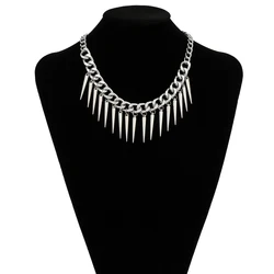 Spikes Charm Metal Chain Necklace For Women Big Statement Necklace Punk Jewelry Fashion Accessories