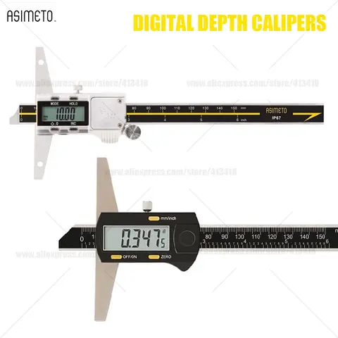 독일 ASIMETO 디지털 깊이 캘리퍼스 단일 후크 0-150mm 0-200mm 0-300mm 0.01mm 디지매틱 깊이 게이지