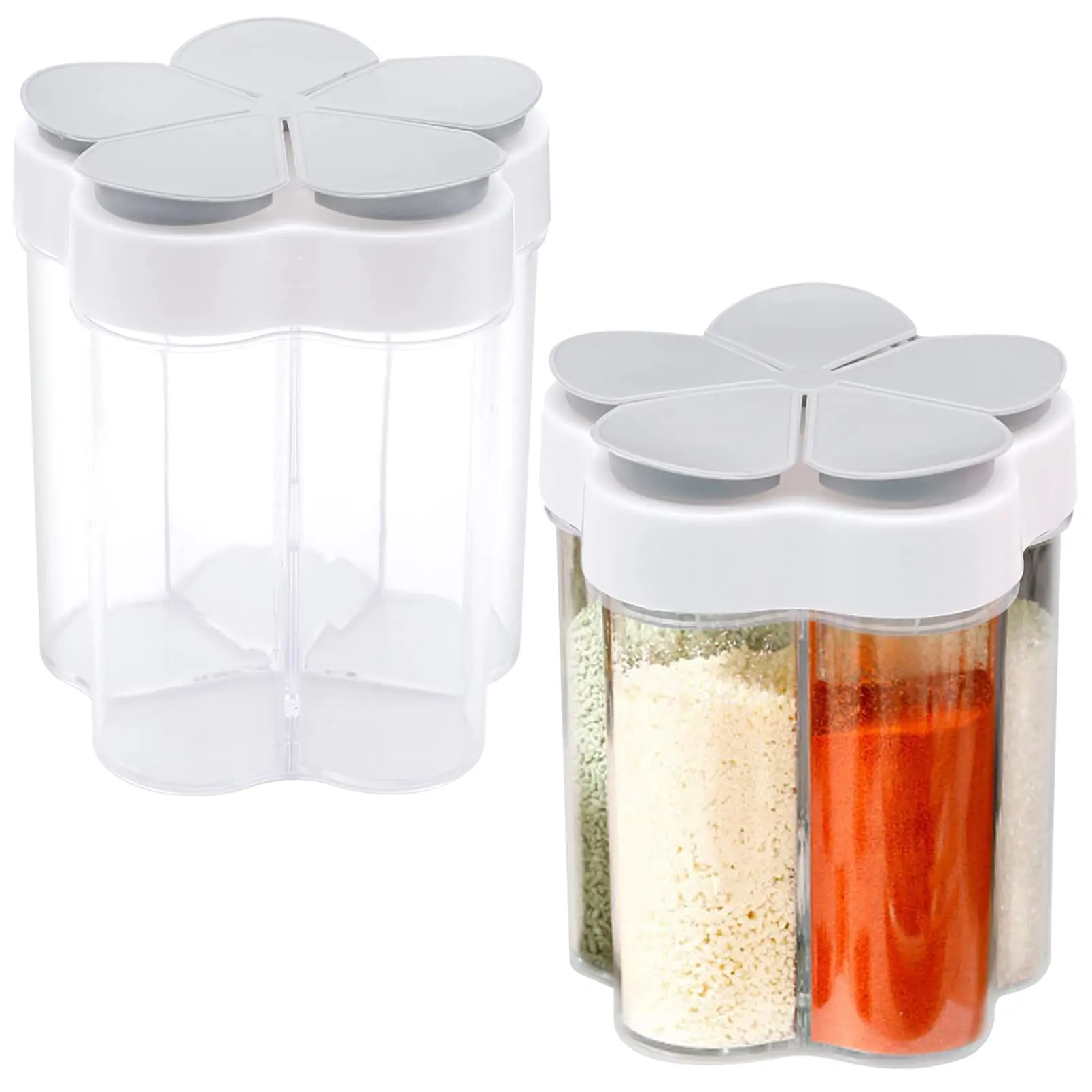 

5-In-1 Plastic Container Seasoning Jar Seasoning Bottle Spice Organizer Kitchen Storage Box Outdoor Camping Seasoning Container