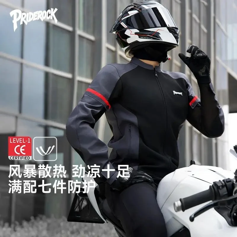 New motorcycle riding clothes with cool feeling, breathable cooling mesh anti fall riding clothes reflective personality