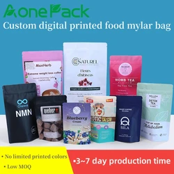 Bolsas de embalaje de alimentos con estampado Digital personalizado, brillantes y dorados, papel de aluminio a prueba de olores, bolsas de Mylar de granos de café en polvo para nueces y dulces