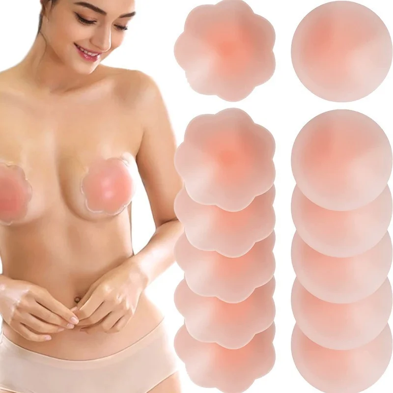 1/2/5Pairs Women Reusable Invisible Self Adhesive Silicone Breast Chest Nipple Cover Bra Pasties Pad Petal Stickers Accessories