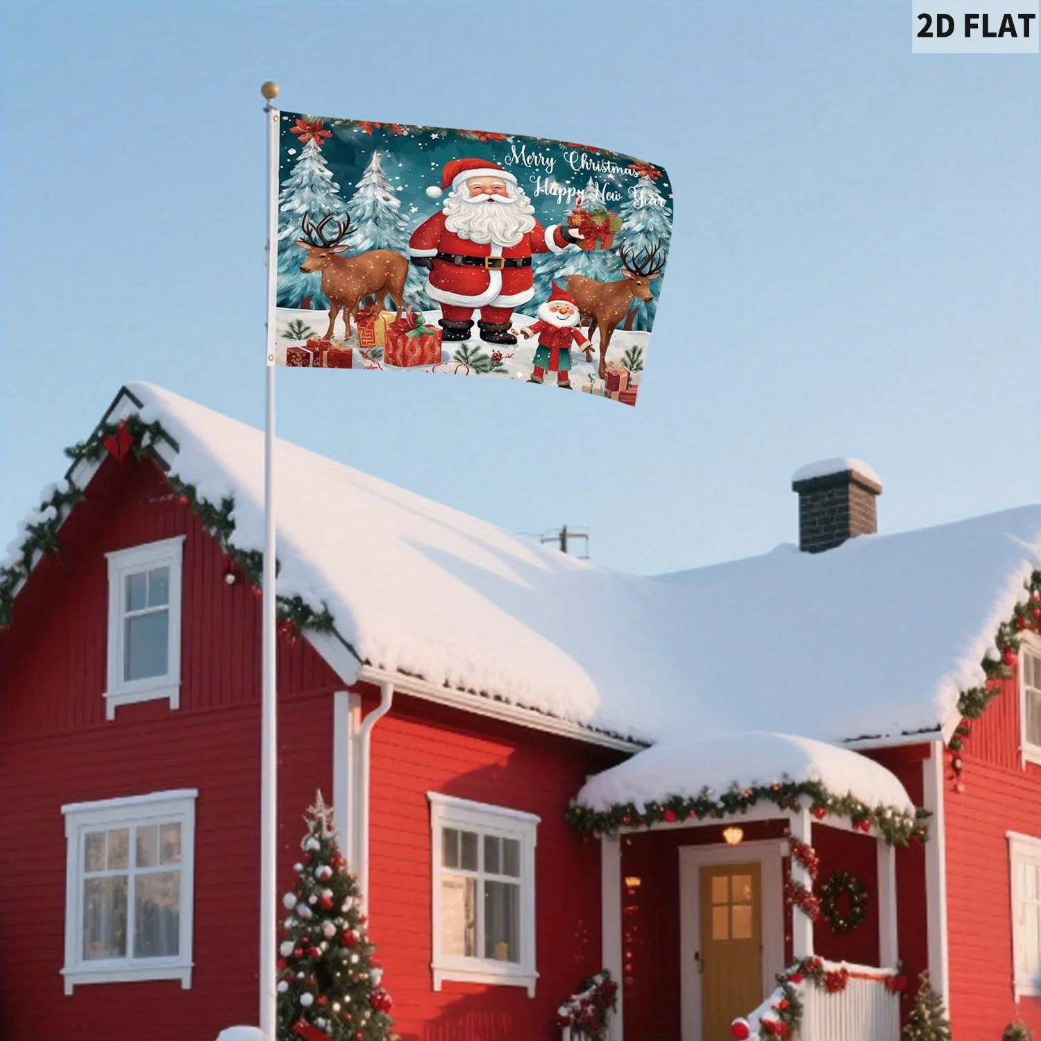 

1pc Christmas Flag, 3x5ft Merry Christmas Flag Banner, Happy New Year Flag Polyester Garden Yard Winter Holiday Decor