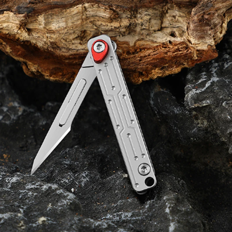 Mini Stainless Steel Folding Scalpel Medical Folding Knife EDC Outdoor Unpacking Pocket Knife with 10pcs Replaceable Blades