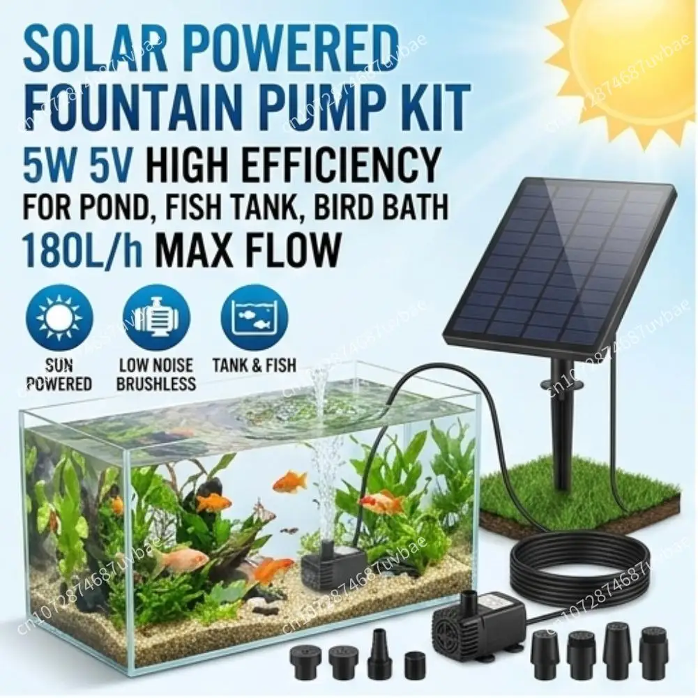 

5W 5V Solar Panel Water Pump Garden Decoration with Stake Solar Panel Fountain Watering System Energy Saving Kits for Fish Tank