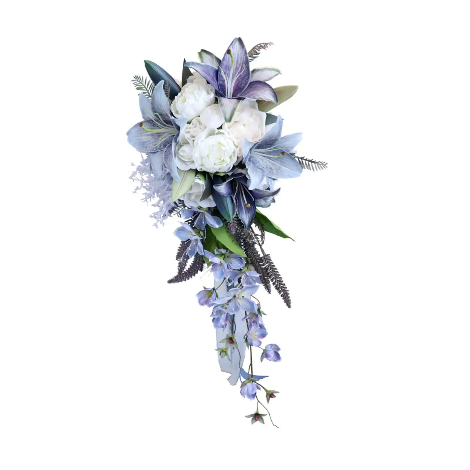 Silk Flower Bridal Bouquet Cascading Teardrop Design for Boho Wedding Anniversary Bride Bridesmaid Photo Prop Vase Decor