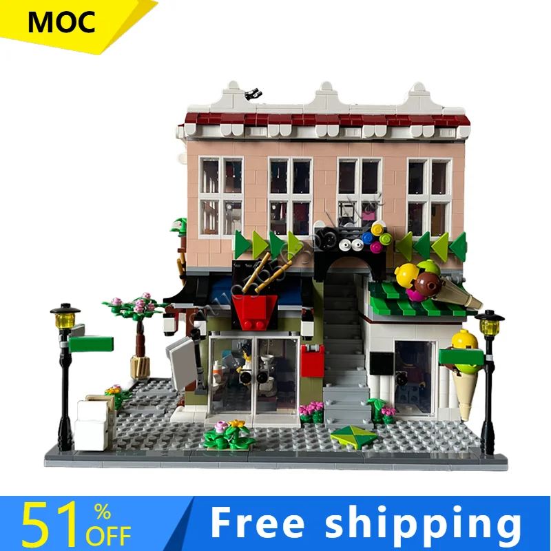

1396 шт. MOC Роскошный магазин аркада модульное здание модульная модель архитектура строительный блок Diy образование сборка детские игрушки подарки