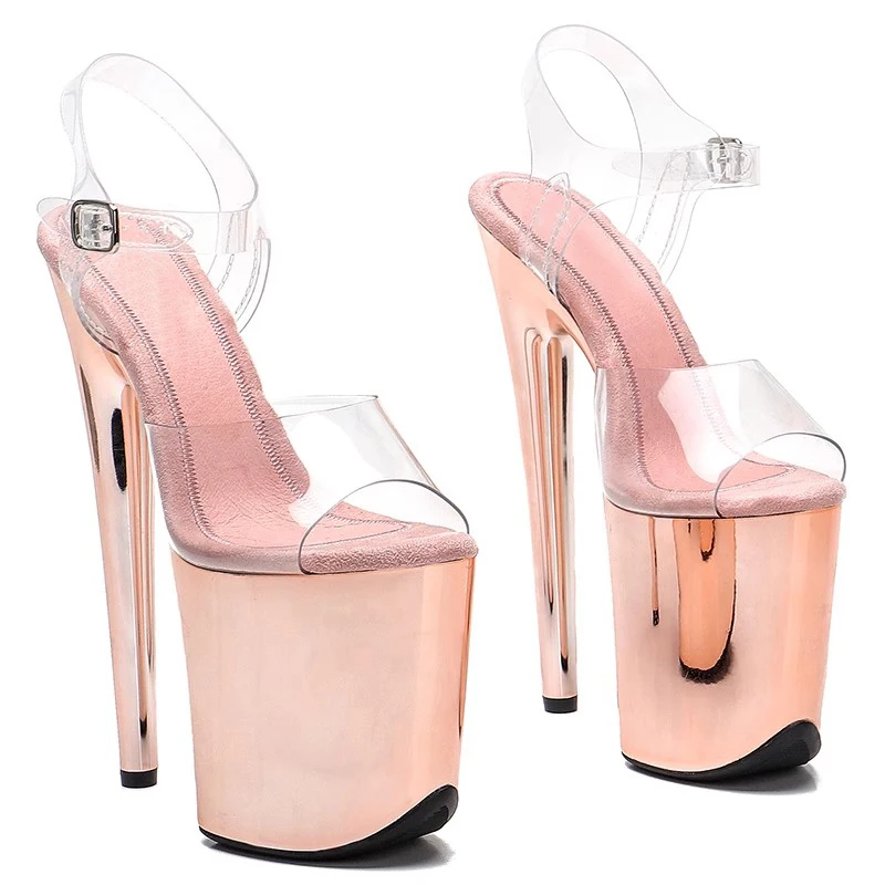 

LAIJIANJINXIA PVC Uppre New Color High Heel Sandals 20cm /8inch Sexy Model Show Shoes And Pole Dancing Shoes