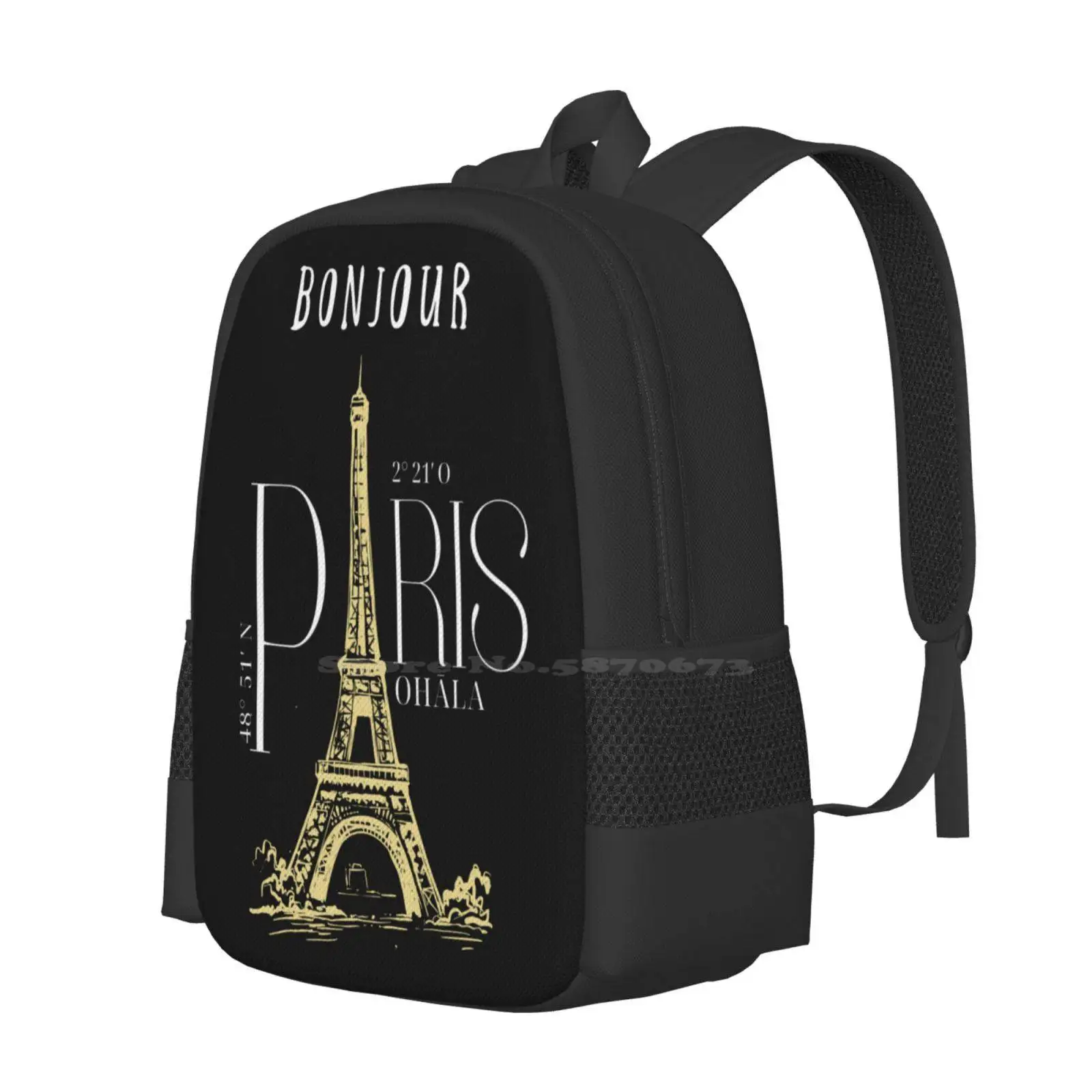 Mochilas escolares blancas de París, mochila para portátil de viaje, Torre Eiffel de París, estilo de vida fresco