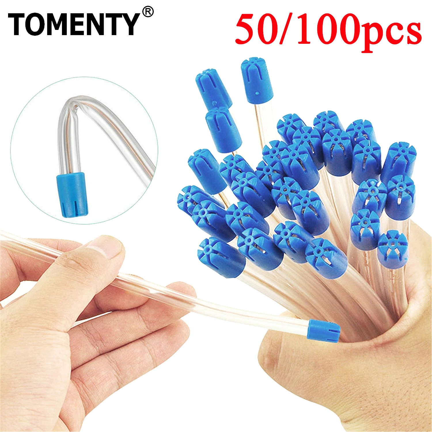 50/100pcs TOMENTY Dental Saliva Ejector Aspirator Tube Oral Care Odontologia Disposable Sental Low Volume Suction Tip for Dental