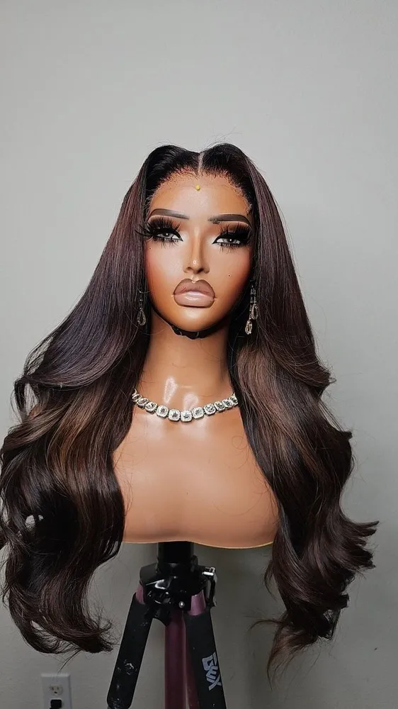 32 polegadas destacado marrom preto sem cola 13x4 peruca frontal de renda onda