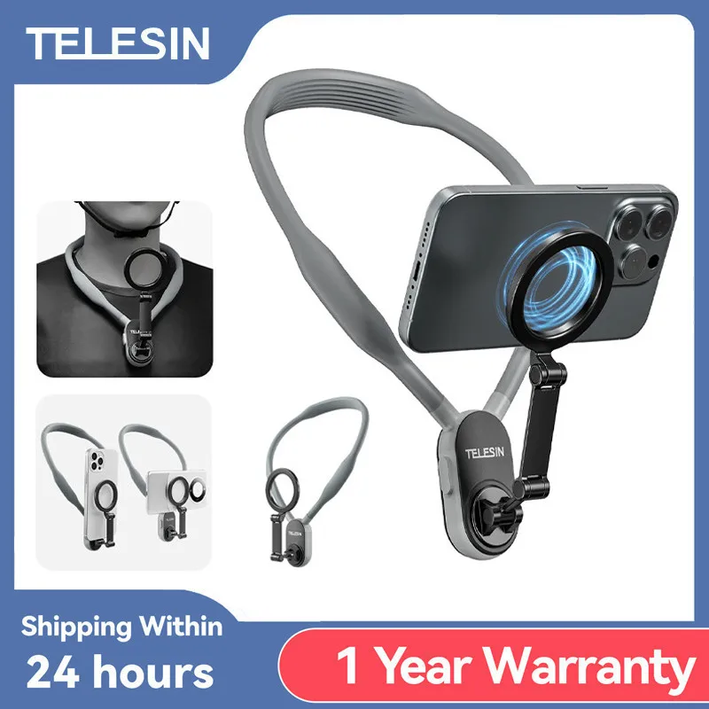 TELESIN Silicone Magnetic Neck Mount Quick Release Hold For IPhone 15 14 13 12 11 10 SAMSUNG HUAWEI XIAOMI Phone Accessories