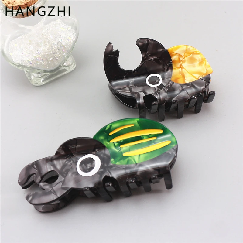 HangZhi Funny Beetle Insect Hair Clips Cute Caterpillar Gripper Shark Clip Animal New Design Hair Claw Hair Jewelry for Women