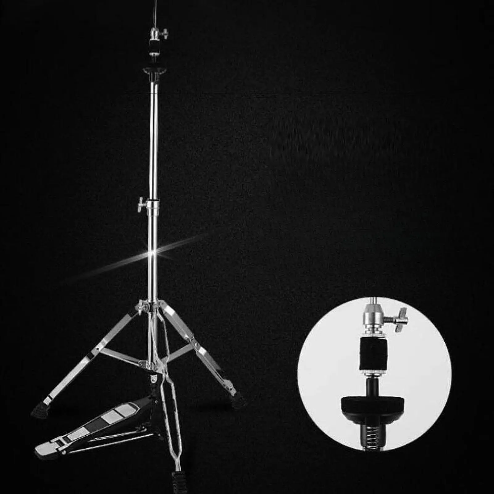 High Hat Stand Cymbal Stand, Double Braced 3 Legs, Long Footboard Cymbal Arm Drum Cymbal Pedal Accessories