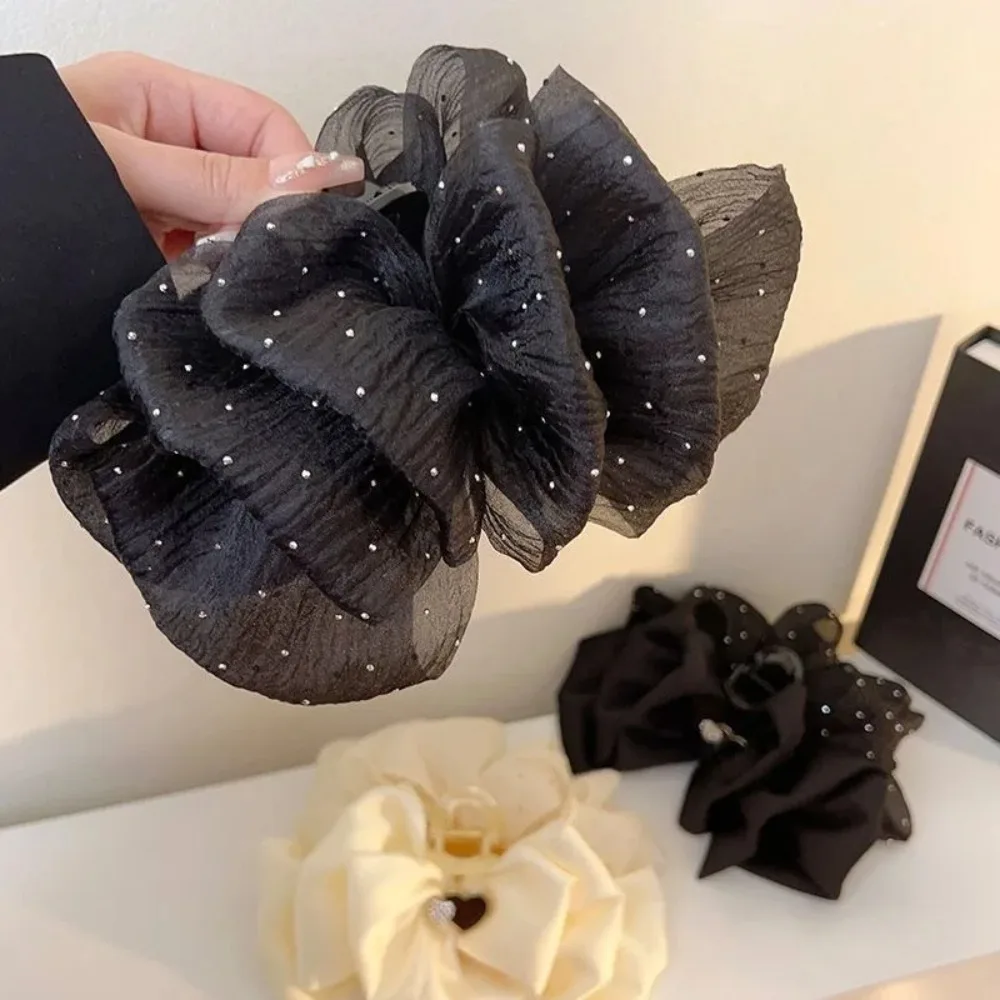 

Chiffon Large Bow Mesh Hairpin Plastic Flower Bow Silk Hairpin Hair Accesories Fabric Flower Hair Clip Princess Headdress
