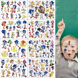 8Pcs/Set Cartoon Anime Sonic Tattoo Stickers Children's Temporary Tattoos Body Art Cosplay Party Toys for Kids Gifts