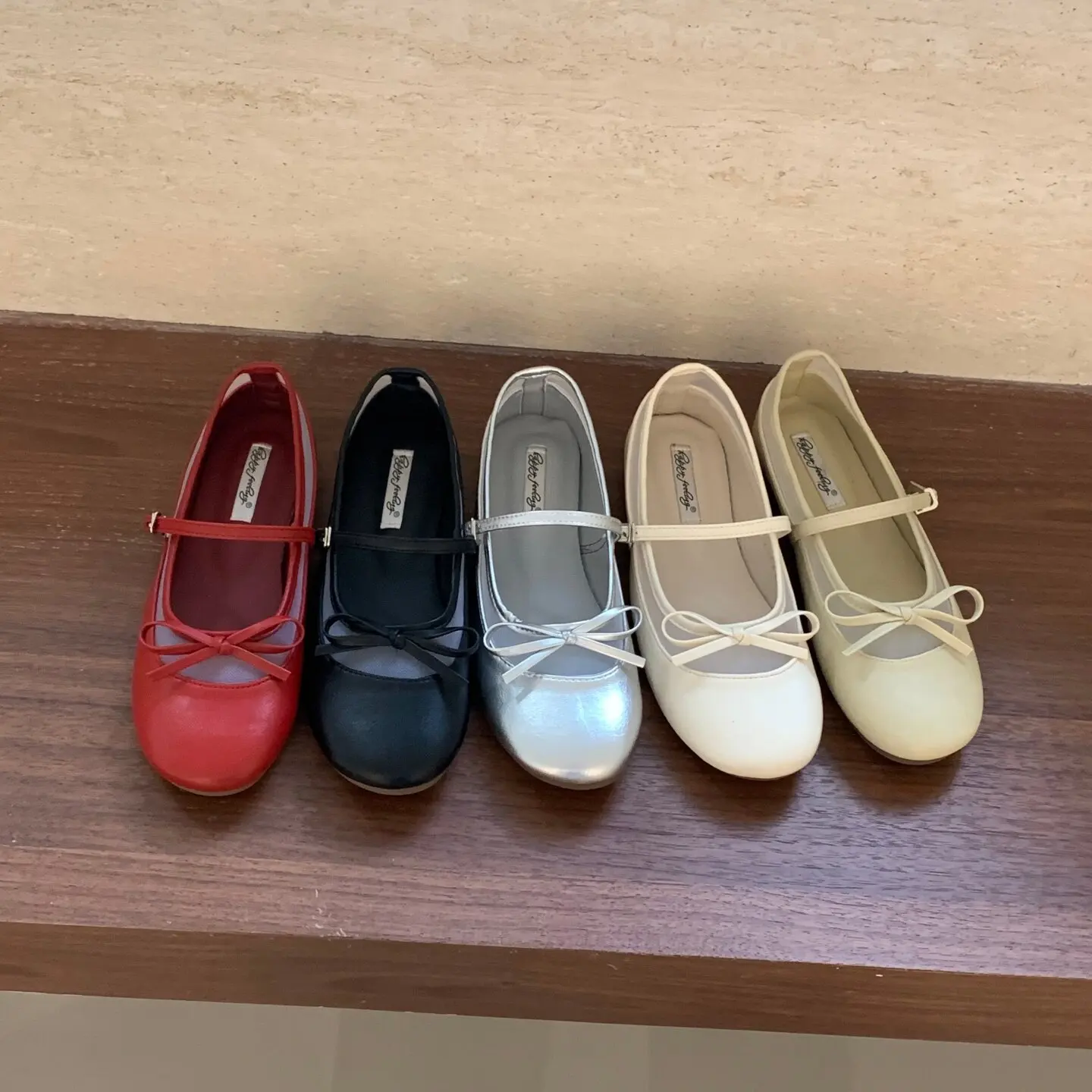 

Bailamos Brand Women Flat Ballet Shoes Woman Classic Round Toe Bowtie Elastic Band Ballerina Soft Flats Size40 Dress Shoes Mujer