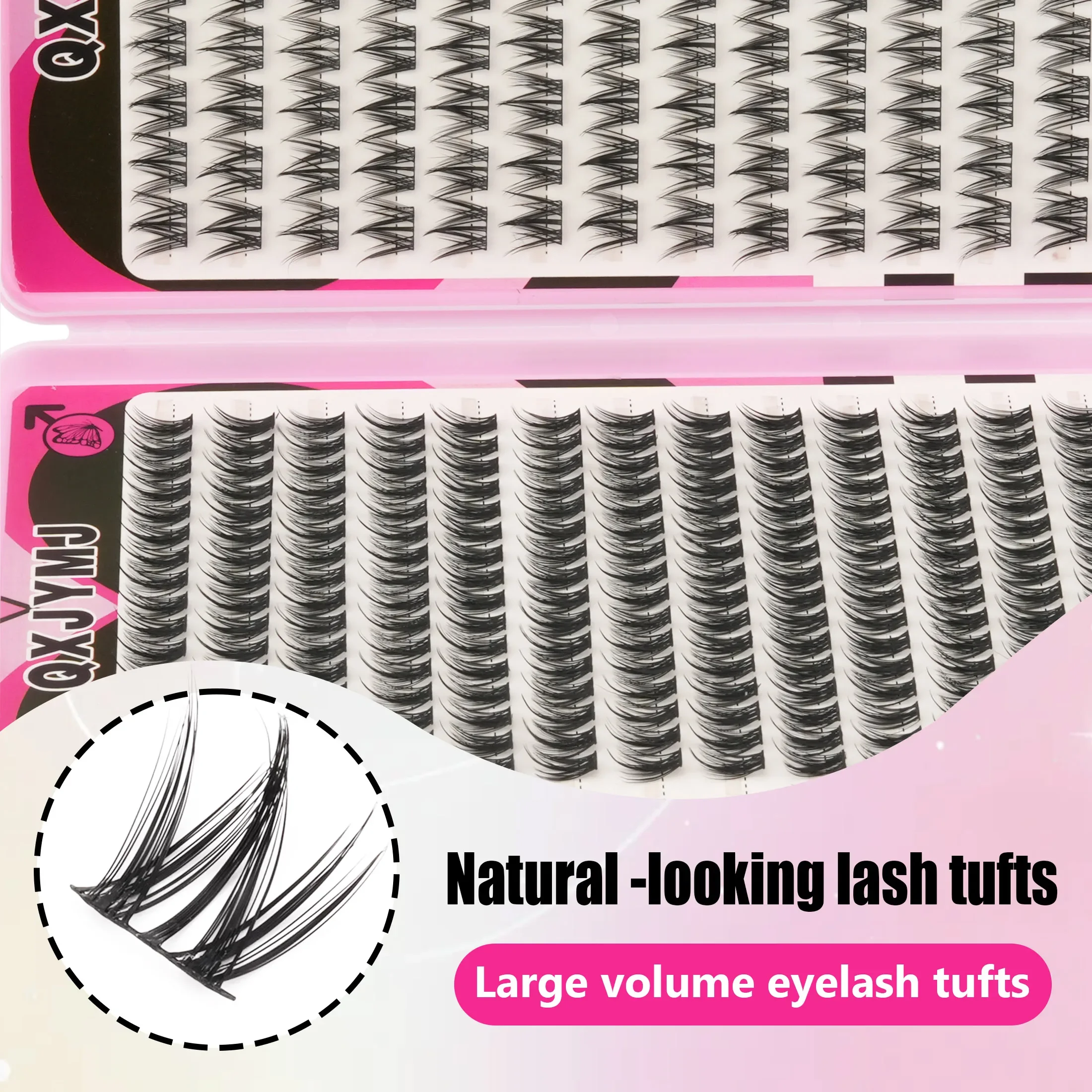 2026 Lash Cluster Kit With Glue Tweezer & Brush, Mixed Length Fluffy Voluminous False Eyelashes, Cartoon-Style Natural Look