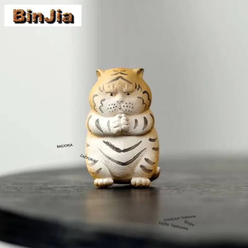 Yixing Zisha Zodiac Tiger Tea Pet Ancient Fish Tank Landscaping Tea Figurine Play Toys Tea Statue Ornaments Cha Craftsmanship