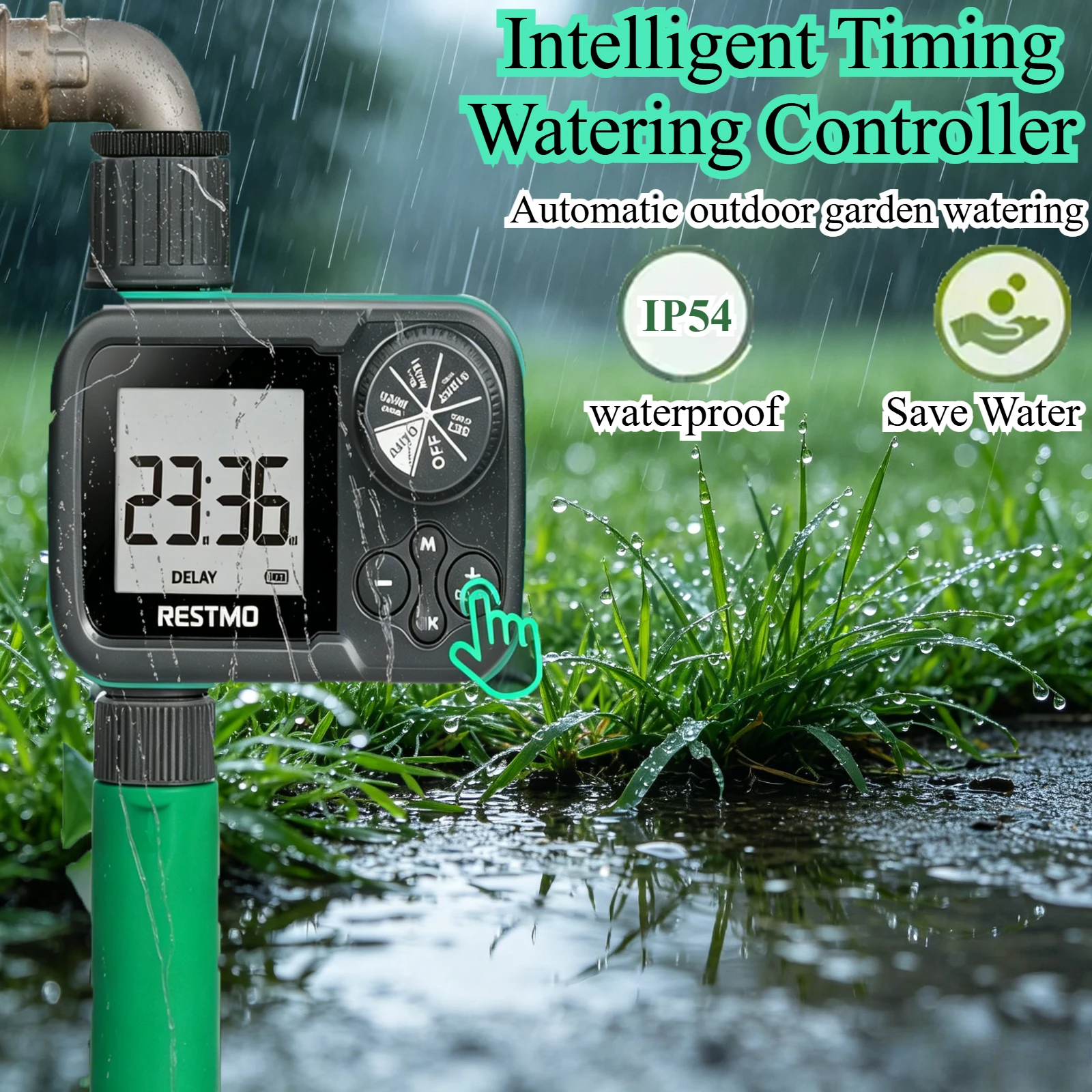 Smart Ball Valve Water Timer LCD Display Garden Irrigation Rain Barrel Greenhouse Pet Drinking Pool Automatic Controller