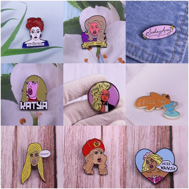 Fun TV Show Enamel Pins Custom Talk Show Drag Contest Brooches Luxury Copper Lapel Badges Fashion Jewelry Gift Drop Shipping