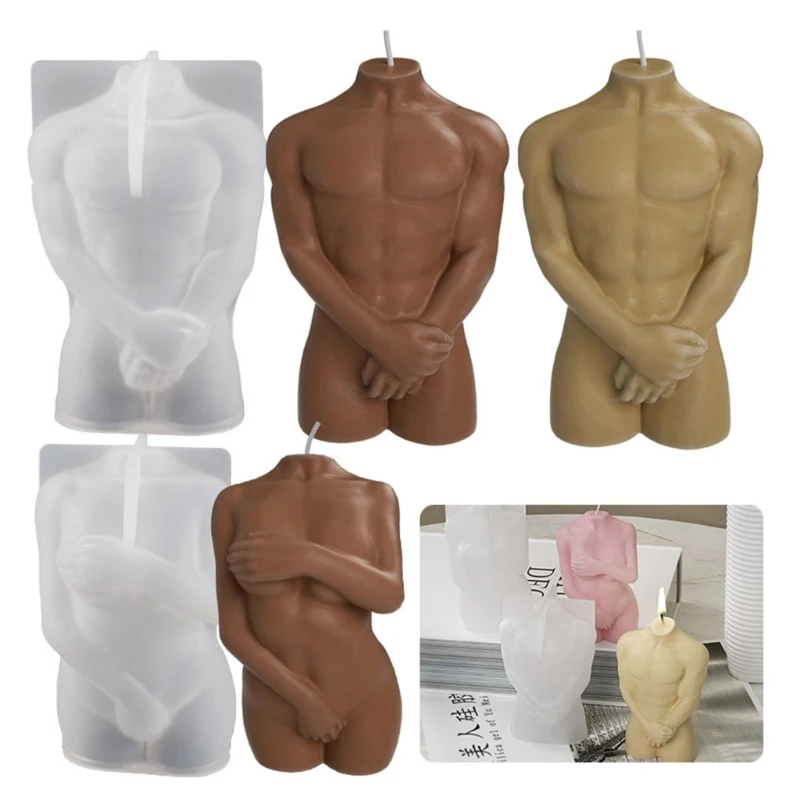 European Human Body Statue Candle Silicone Mold 3D Male Body Shy Woman Soap Aroma Wax Mold Candle Mold Home Crafts Decoration