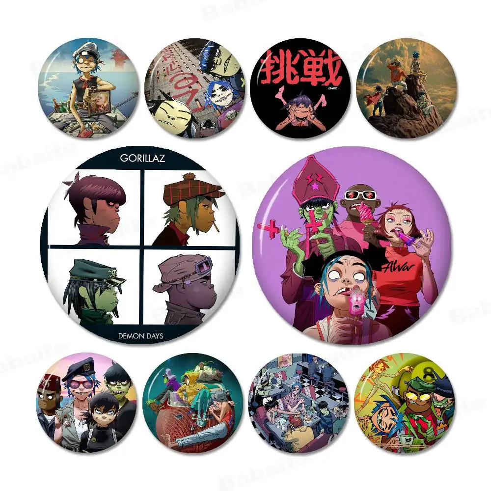 Virtual Singer Gorillaz Band 58mm Cute Series Pins Funny Badge Interesting Cartoon Brooches Backpack Clothes Gift Accessory