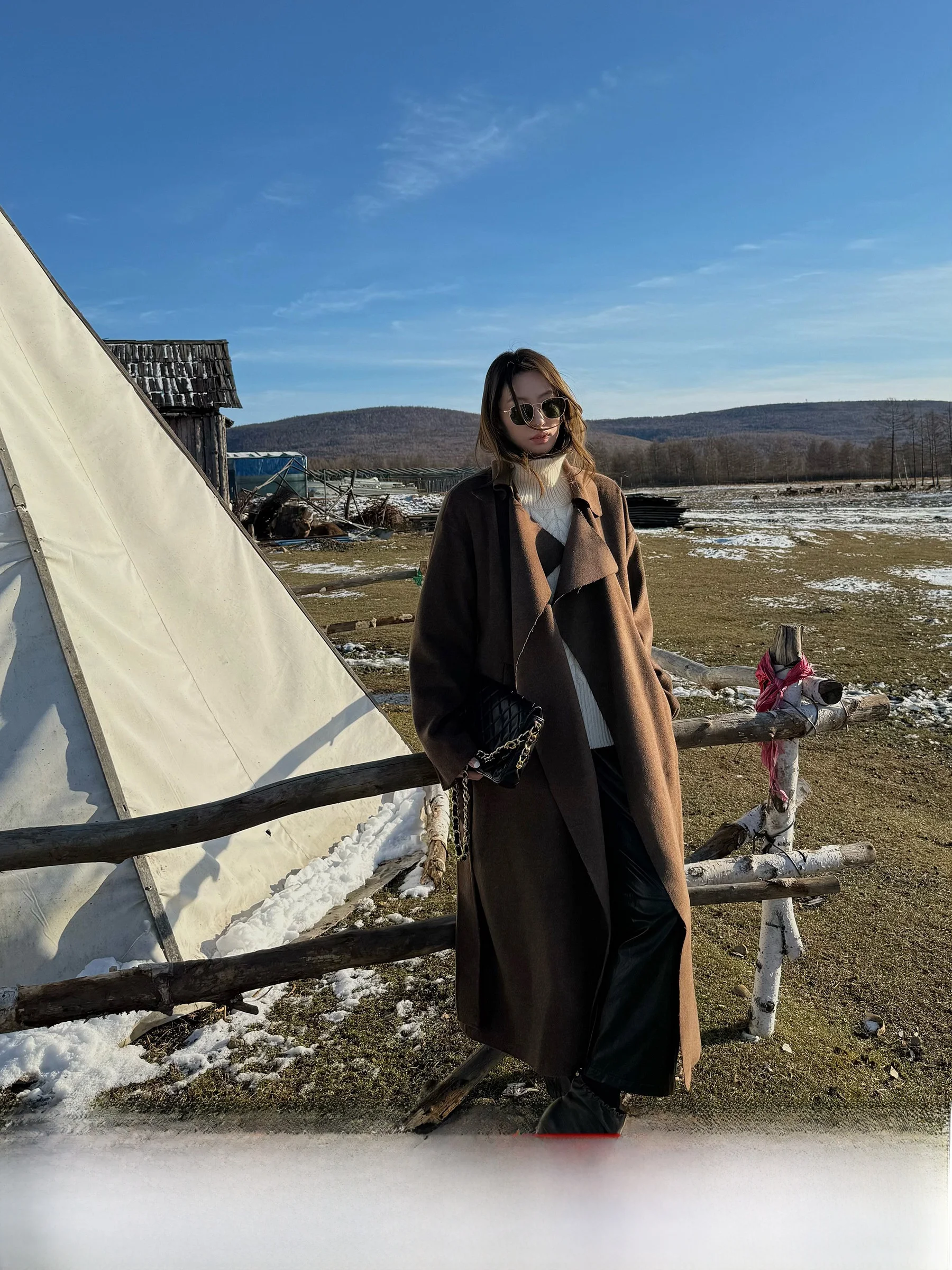 

Gakee Official Double-Sided Woolen Coat Women's Casual Loose Sle Autumn Winter New Arrival Ele Long Coat for Ladies