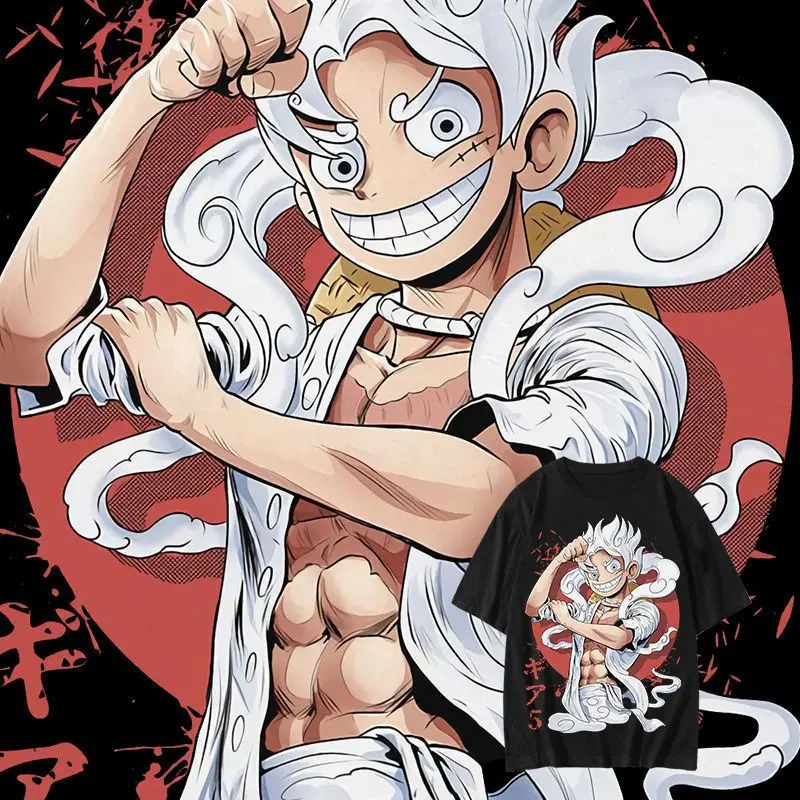 

One Piece Luffy Collaboration T-shirt: Male, Fifth Fruit Awakened State, Printed Male, Short-sleeved Young Student, Pure Cotton