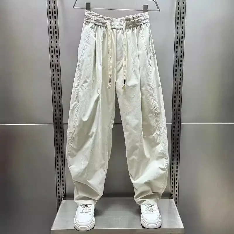 

Extra Large Size 300 Pou Elastic Waist Wide Leg Knife Pants Men's Summer American Retro Loose Thin Casual Pants