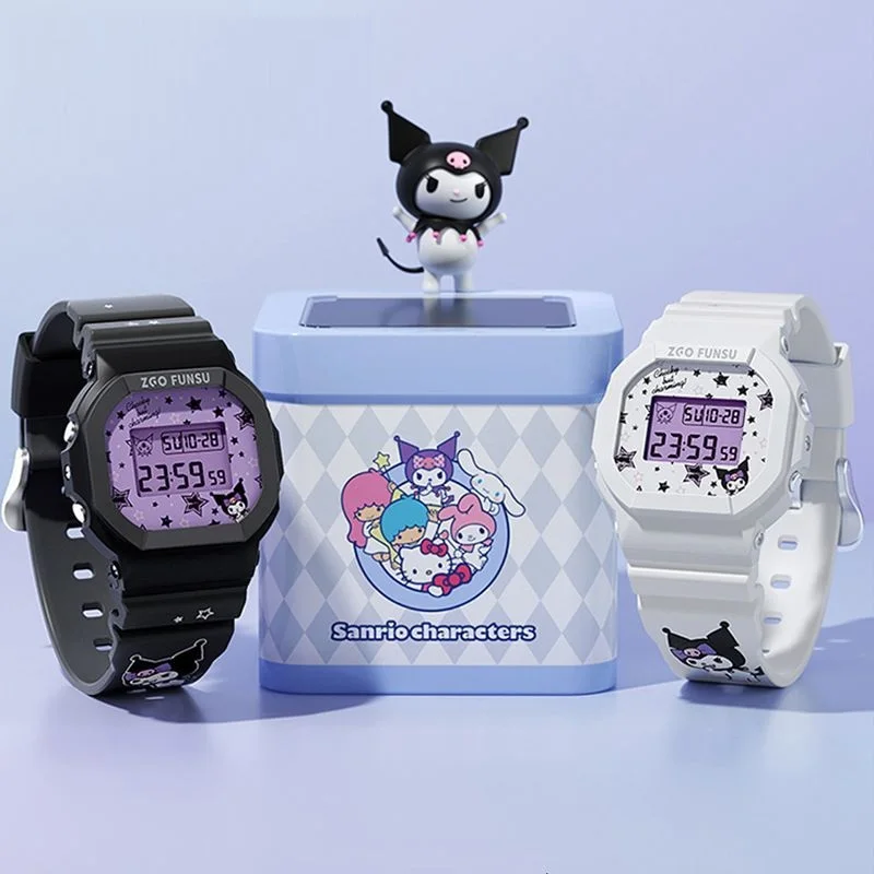 Sanrio Kuromi Leuke Meisjes Smart Sporthorloge Studenten Waterdichte Lichtgevende Timer Hot Products Elektronische Horloges Verjaardagscadeaus