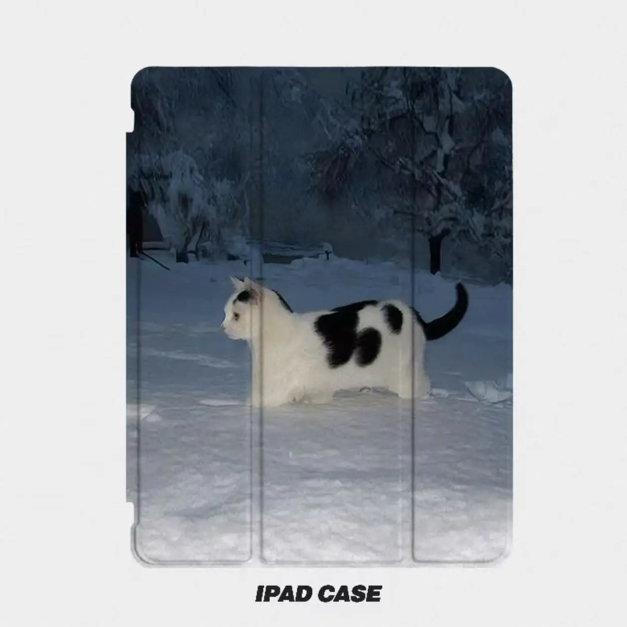 Light Thin Snow Black White Cat Tri-fold Cover For iPad Pro 13 11th M5 M4 12.9 A16 10 8 7 9th 10th Air 11 M2 M3 Mini Tablet Case