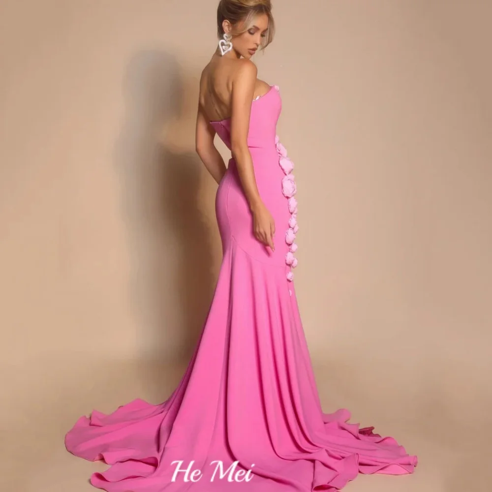 Customized Vintage with 3D Flowers Prom Dress Mermaid Strapless Evening Gown Eleagnt Party Gowns شارون سعيد