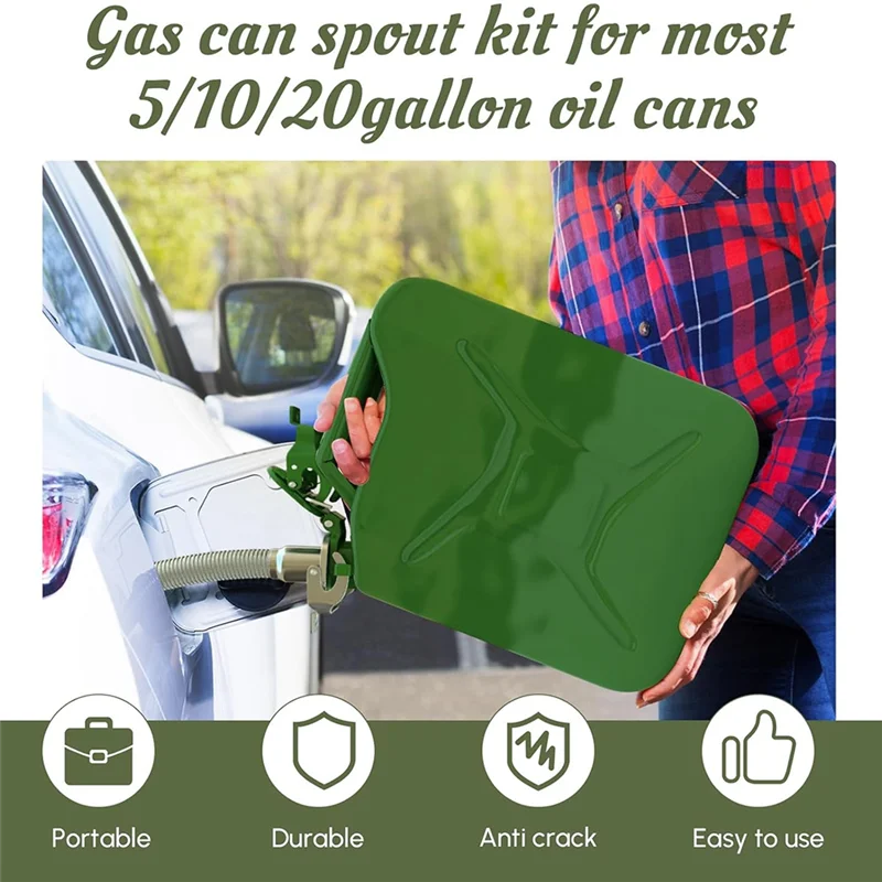 2 Pcs 유연한 스테인레스 스틸 제리 캔 긴 코 가스 캔 Wavian Jerry Can 용 교체 가능