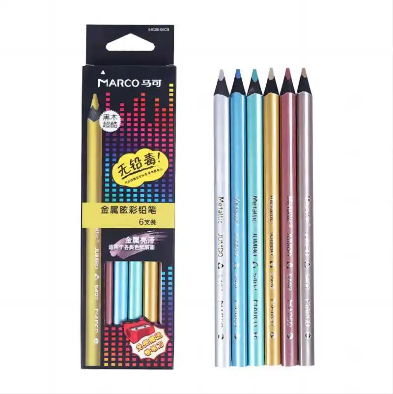 Marco Metallic Pencil Colored Drawing Pencil Sketching Pencil Painting Colored Pencils Art Supplies Color Pencil Set 5402B-06CB