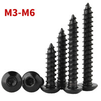 Black Allen Hex Hexagon Socket M3 M4 M5 M6 Screw Carbon Steel Black Button Cap Round Head Self Tapping Wood Screws Grade 8.8