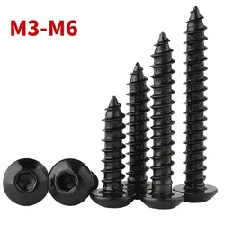 Black Allen Hex Hexagon Socket M3 M4 M5 M6 Screw Carbon Steel Black Button Cap Round Head Self Tapping Wood Screws Grade 8.8