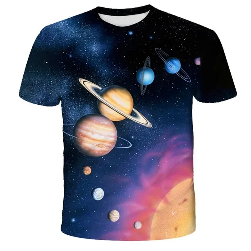 Space Galaxy Planet 3D Print T-Shirts Streetwear Casual Men Women Fashion Short Sleeve T Shirt O-Neck Kids Tees Tops Clothing