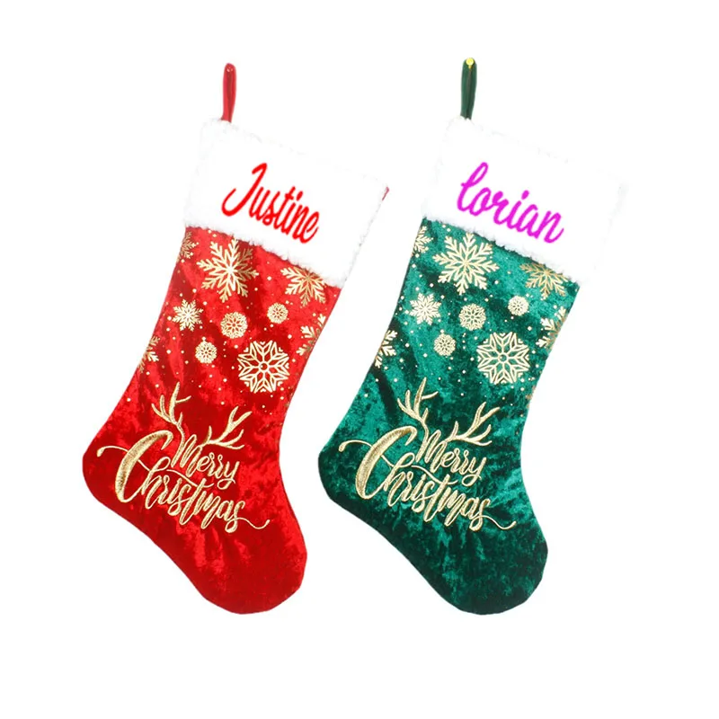 

Personalized Embroidery Christmas Socks Christmas Decorations Socks Christmas Stamping Embroidery Socks Candy Bag Gift Bag